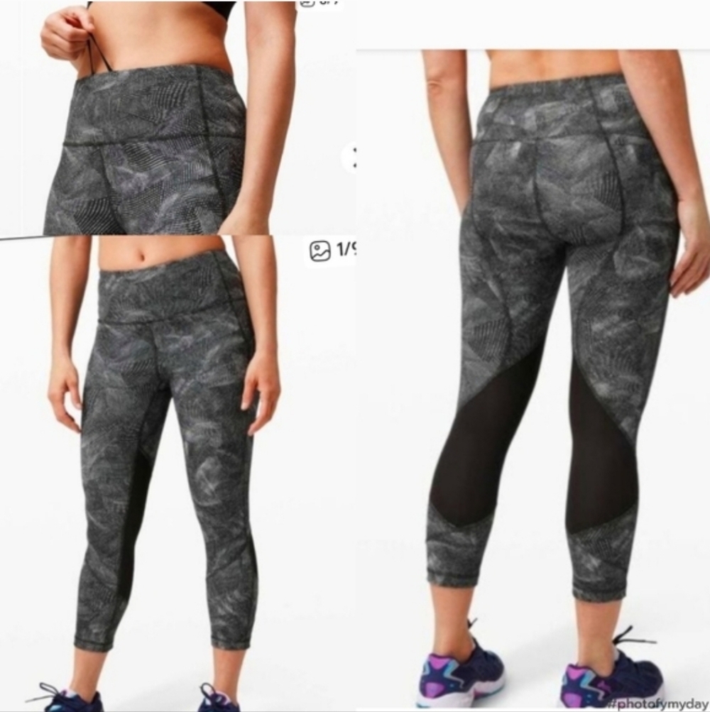 Lululemon Athletica Women's Black Patterned Leggings Activewear Size 4.